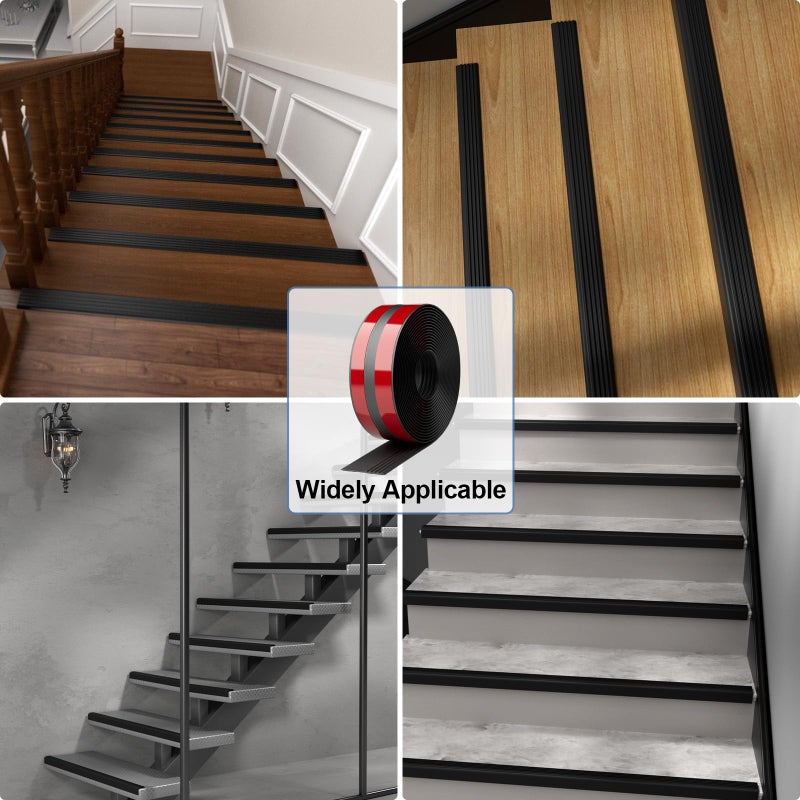 Pluden Stair Edge Trim, 10FT Vinyl Rubber Stair Nosing, Non-Slip Self Adhesive Stair Edge Protector Suitable for Indoor/Outdoor Stairs, Non-Slip and Waterproof - Image 5